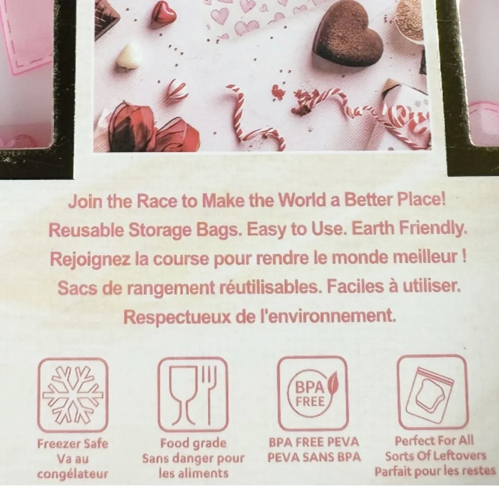 New CWC PINK HEART Reusable Storage Bags - Picture 4 of 7
